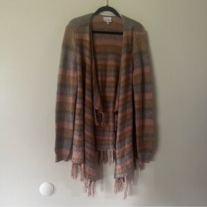 Shyanne Women's Striped Cardigan Sweater Fringe 100% Acrylic Size Large